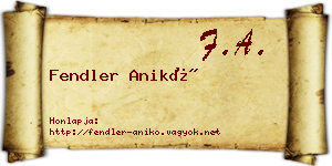 Fendler Anikó névjegykártya