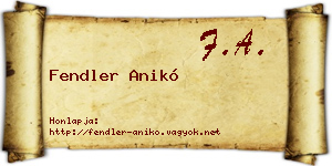 Fendler Anikó névjegykártya
